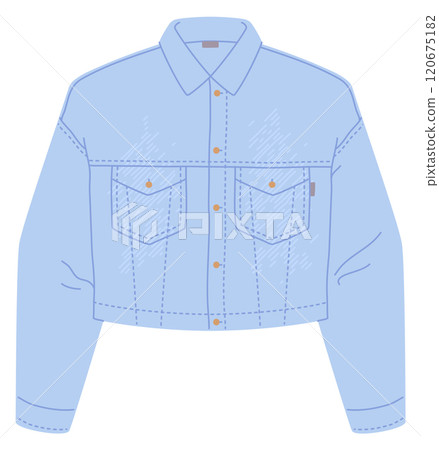 Denim jacket icon. Cartoon outwear fashion apparel Denim jacket icon. Cartoon outwear fashion apparel 120675182