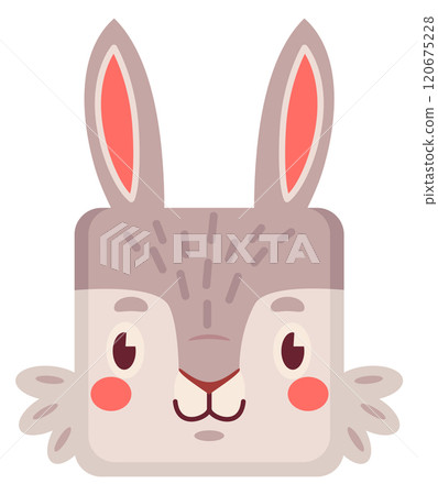 Rabbit square avatar. Bunny face cartoon icon 120675228