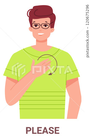 Man show please hand sign from deaf mute language 120675296