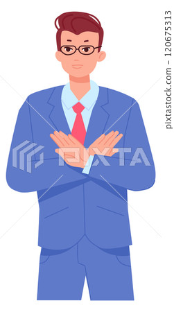 No sign. Man showing refusal hand gesture No sign. Man showing refusal hand gesture 120675313