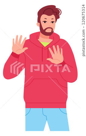Man refusal gesture. Negative hand sign icon Man refusal gesture. Negative hand sign icon 120675314