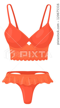 Red female underwear. Luxury lingerie cartoon icon 120675316