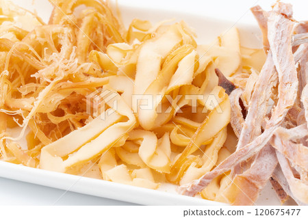 Close-up of a platter of squid appetizers 120675477