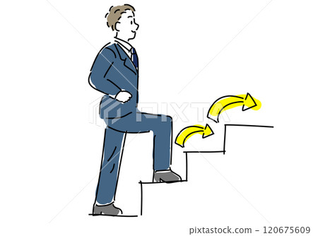 Stepping up man hand-drawn line drawing 120675609
