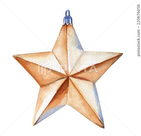 Christmas star beige Isolated. Winter watercolor illustration for design holiday decoration, hand-painted festive Christmas star beige Isolated. Winter watercolor illustration for design holiday decoration, hand-painted festive 120676056
