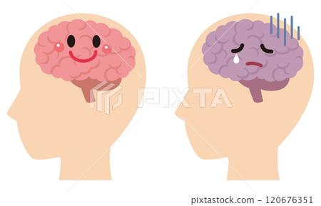 Healthy brain and stressed brain Brain image Health Healthy brain and stressed brain Brain image Health 120676351