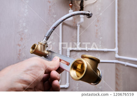 Fixing bracket with female elbow fitting, backplate for mixer tap with shower. Fixing bracket with female elbow fitting, backplate for mixer tap with shower. 120676559