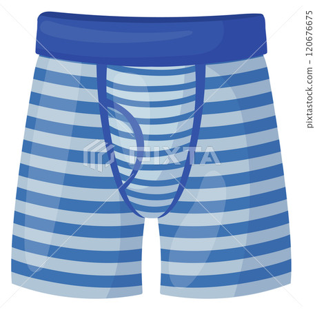 Trunks cartoon icon. Striped underpants. Male apparel Trunks cartoon icon. Striped underpants. Male apparel 120676675
