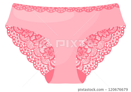 Pink lace panties. Silk sexual underwear icon Pink lace panties. Silk sexual underwear icon 120676679