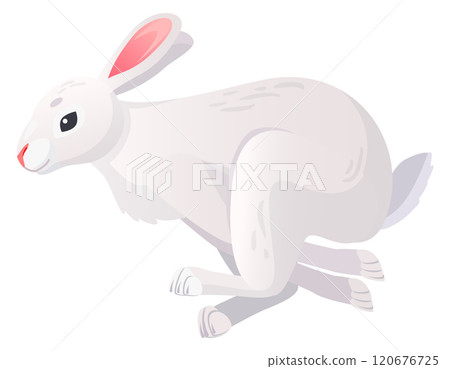 Fast running hare cartoon icon. Wild rabbit 120676725