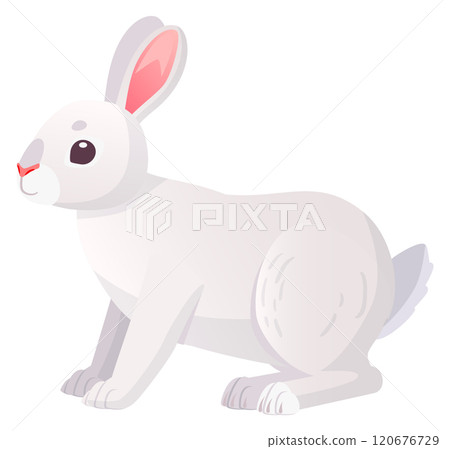 Cute white bunny. Wild nature spring mascot 120676729