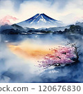Mt. Fuji landscape illustration 120676830