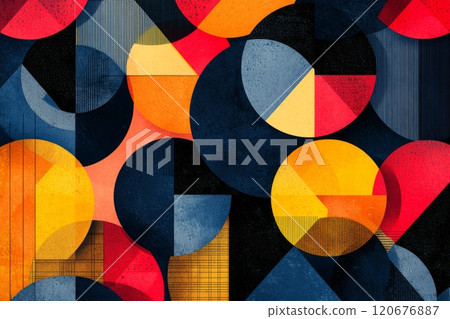 Colorful abstract geometric design with textures 120676887