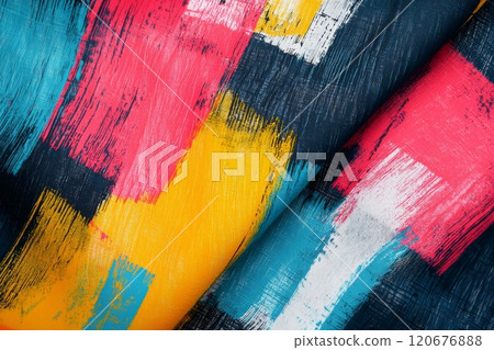 Abstract fabric with colorful brushstrokes 120676888