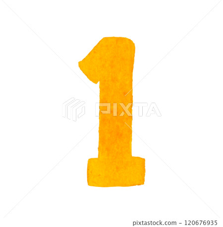 Number 1 可愛手繪水彩插畫/手寫文字素材 120676935