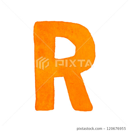 大寫字母R(R)可愛手繪水彩插畫/手寫字母素材 大寫字母R(R)可愛手繪水彩插畫/手寫字母素材 120676955