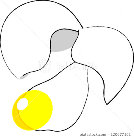 圓形和下落的生雞蛋的手繪風格插圖 120677101