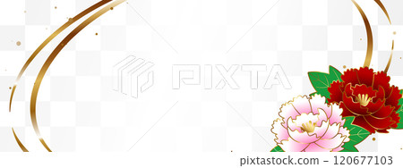 奢華牡丹旗白色和金色 奢華牡丹旗白色和金色 120677103