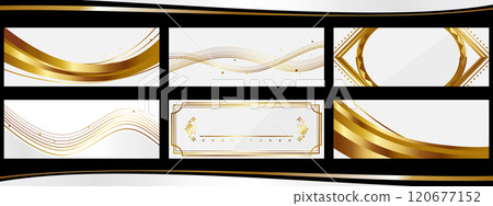 Set of 6 luxurious abstract background illustrations in white and gold 120677152