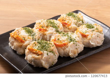 雞肉燒麥配番茄和馬蘇里拉起司 雞肉燒麥配番茄和馬蘇里拉起司 120677413