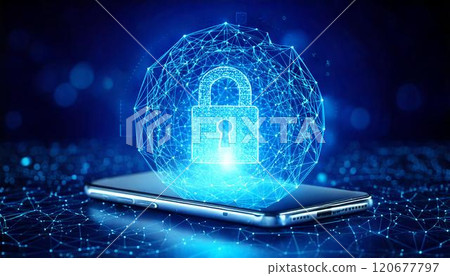 3DCG illustration of cyber security image to protect personal information on smartphones 120677797