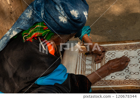 Ha Giang - January 15, 2024: The linen weaving profession of the Mong people in Lung Tam, Ha Giang Ha Giang - January 15, 2024: The linen weaving profession of the Mong people in Lung Tam, Ha Giang 120678344