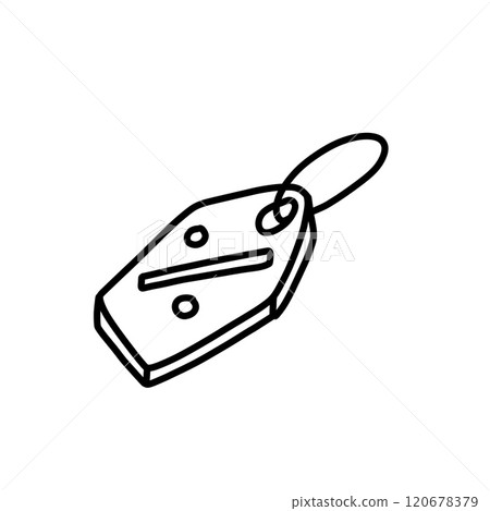 Cardboard label with rope with percentage sign. Empty template for cardboard tag. Hand-drawn store discount. Cartoon outline illustration Cardboard label with rope with percentage sign. Empty template for cardboard tag. Hand-drawn store discount. Cartoon outline illustration 120678379
