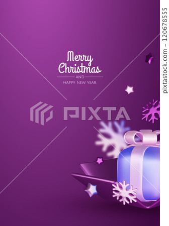 Christmas winter festive composition. Colorful Xmas background realistic 3d decorative design objects, christmas tree, gift boxes, xmas ball, gold confetti. Happy New Year. Vector illustration Christmas winter festive composition. Colorful Xmas background realistic 3d decorative design objects, christmas tree, gift boxes, xmas ball, gold confetti. Happy New Year. Vector illustration 120678555