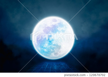 Bright full moon or moonlight in night sky Bright full moon or moonlight in night sky 120678702