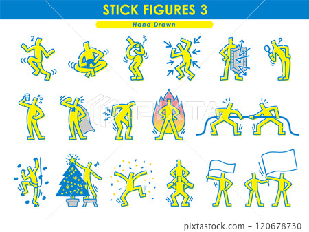 Hand drawn stick figures set 120678730