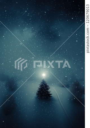 Night view with a fantastic Christmas tree Night view with a fantastic Christmas tree 120679013