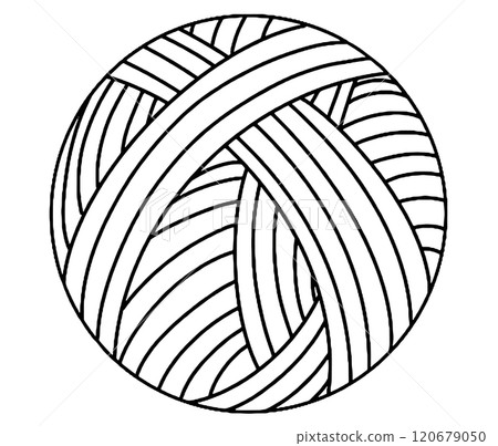 Vector drawing, ball of wool for knitting, crocheting, needlework. Coloring book 120679050