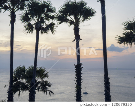 Promthep cape viewpoint at sunset in Phuket, Thailand. Promthep cape viewpoint at sunset in Phuket, Thailand. 120679330