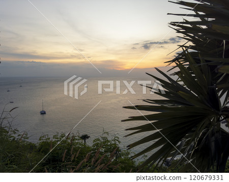 Promthep cape viewpoint at sunset in Phuket, Thailand. 120679331