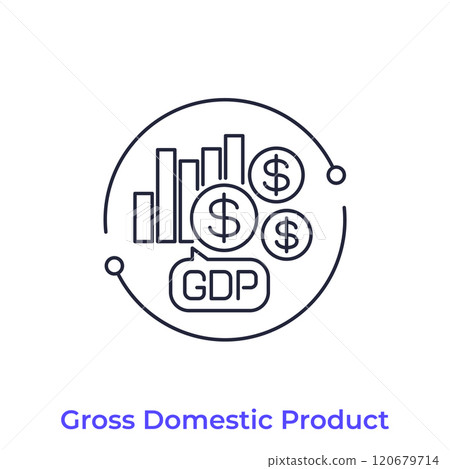 GDP line icon, Gross Domestic Product vector 120679714