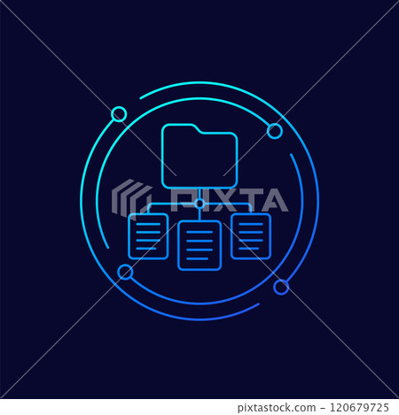 classification icon, data management linear design classification icon, data management linear design 120679725
