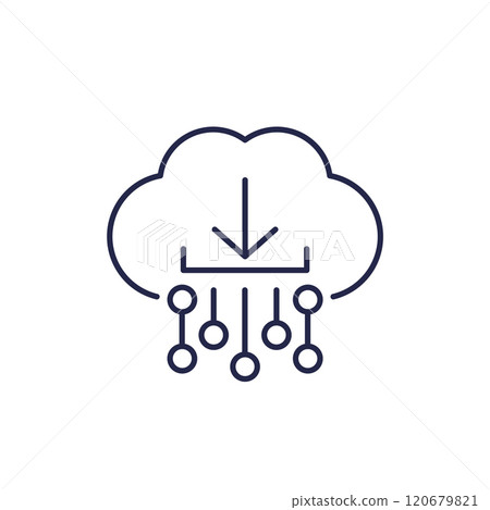 Download icon with a cloud, line vector Download icon with a cloud, line vector 120679821