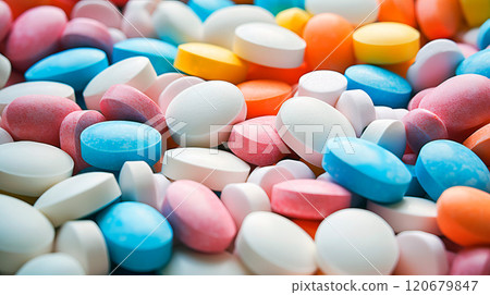 Many different pills and drugs. Health and treatment concept. 120679847