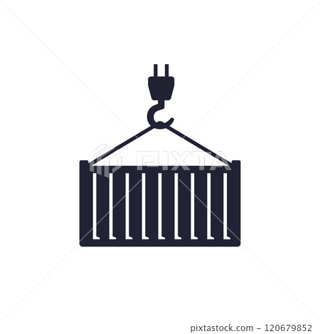 container and crane icon on white container and crane icon on white 120679852