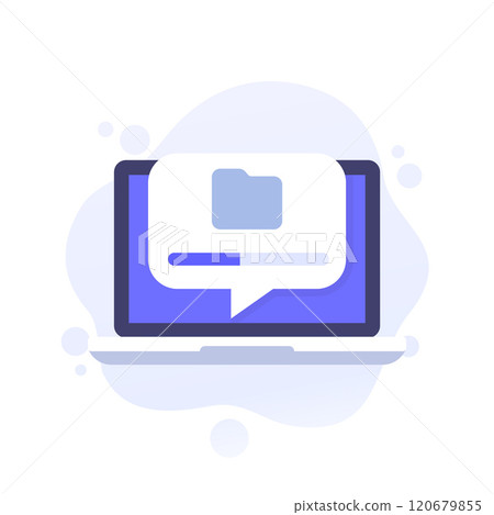 download files icon with a laptop, progress bar download files icon with a laptop, progress bar 120679855