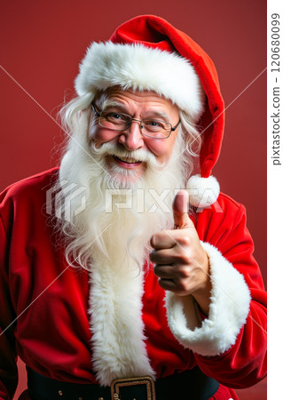 A man dressed as Santa Claus giving a thumbs up 120680099