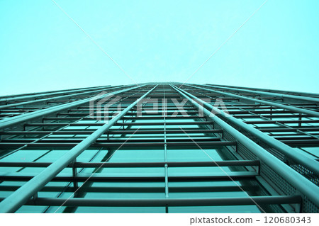 Colorful glass skyscrapers, building facades, minimalistic cityscape, modern architecture 120680343