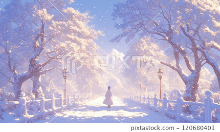 A fantastic winter scene covered in snow 120680401