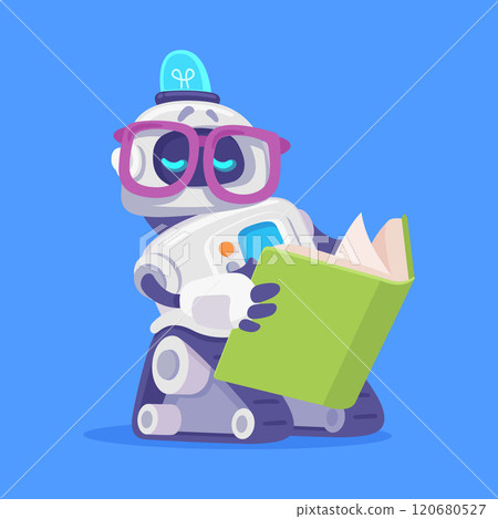 Robot and Modern Electronic Humanoid Machine Read Book Vector Illustration Robot and Modern Electronic Humanoid Machine Read Book Vector Illustration 120680527