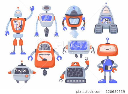 Robot and Modern Electronic Humanoid Machine Vector Set Robot and Modern Electronic Humanoid Machine Vector Set 120680539