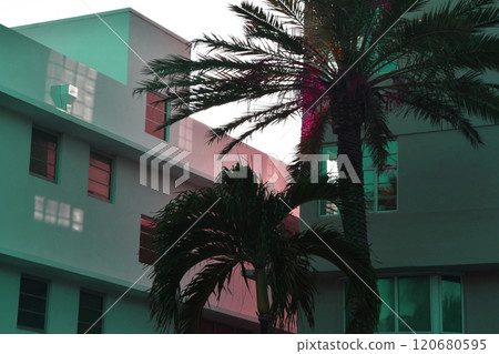 Miami, Florida, USA, facade of the buildings, Miami Beach streets, modern urban architecture 120680595