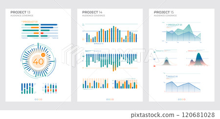Modern business elements charts in color. Vector illustration. 120681028