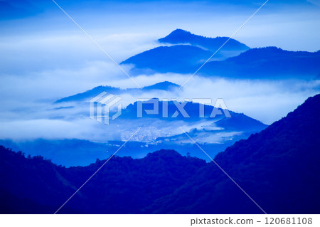 Blue Mountains and Mist, Taiwan. 120681108
