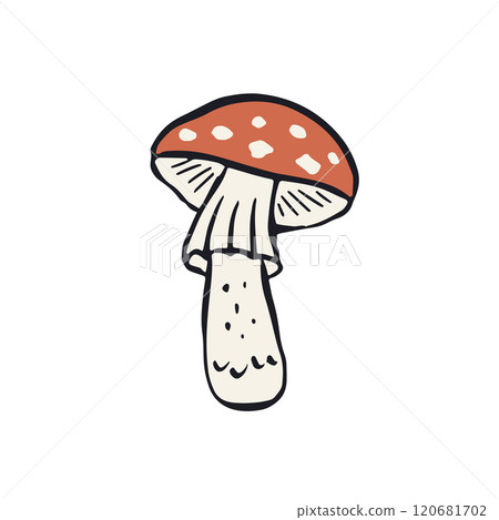 Hand drawn inky sketch style amanita mushroom Hand drawn inky sketch style amanita mushroom 120681702