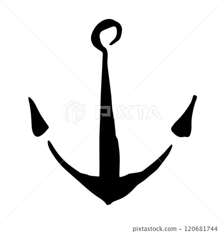 Anchor hand painted with black ink brush Anchor hand painted with black ink brush 120681744